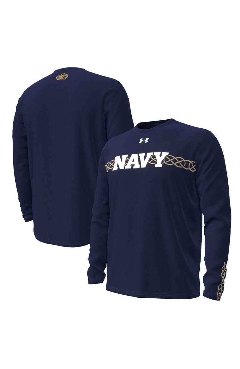 Under Armour Men's Under Armour  Navy Navy Midshipmen 2023 Aer Lingus College Football Classic Performance Long Sleeve T-Shirt, Main, color, 