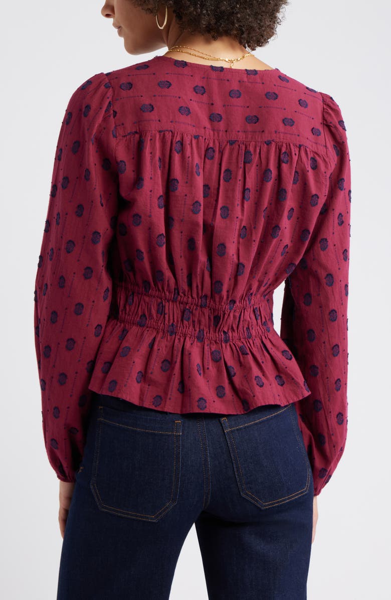 Treasure & Bond Tied Peplum Top, Alternate, color, Burgundy Rhode