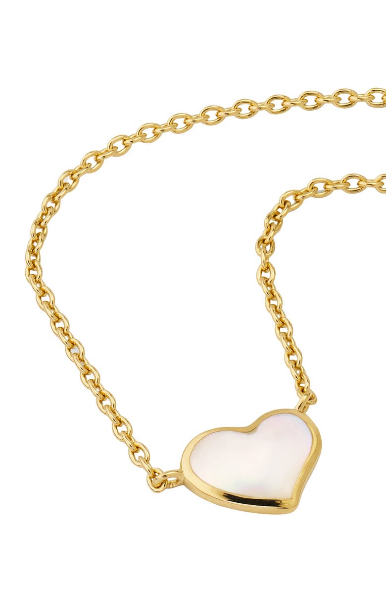 Jan Leslie Single Heart 18" Necklace Set In Sterling Silver With 18K Gold Overlay, Alternate, color, White