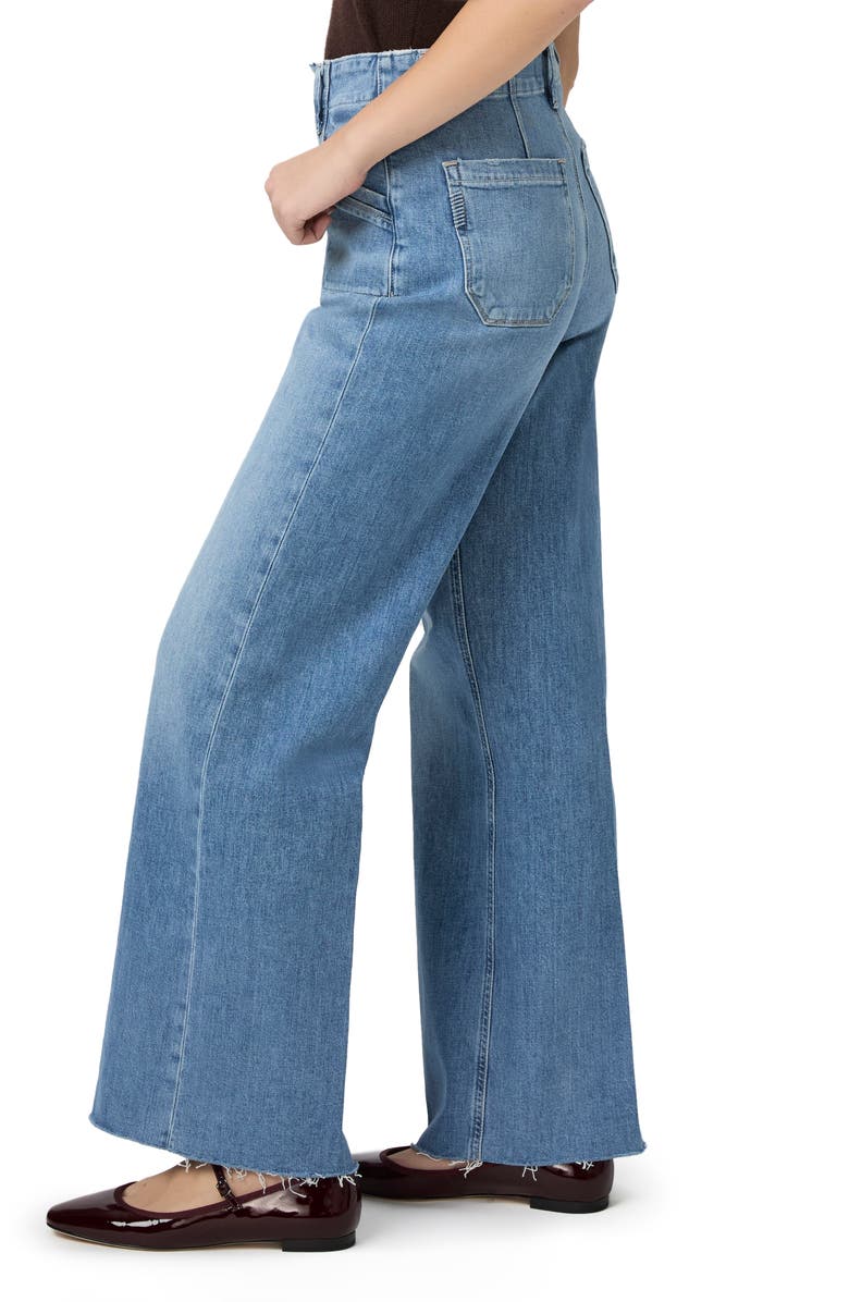 PAIGE Anessa Raw Hem Welt Pocket High Waist Wide Leg Jeans, Alternate, color, Viva