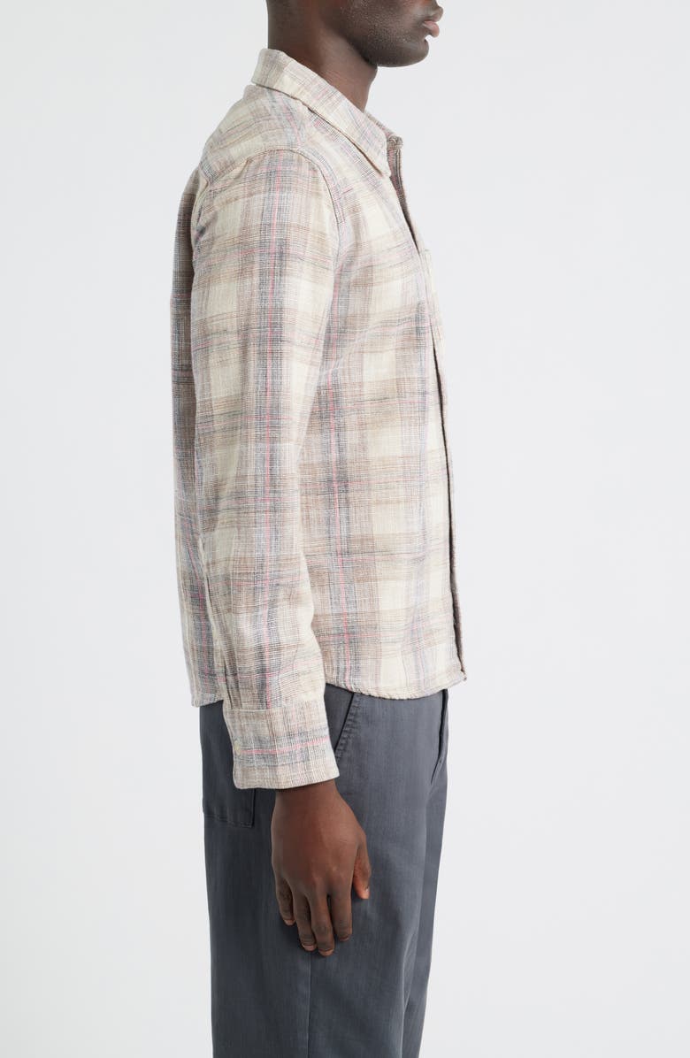 Corridor Rosewood Plaid Cotton Button-Up Shirt, Alternate, color, Natural