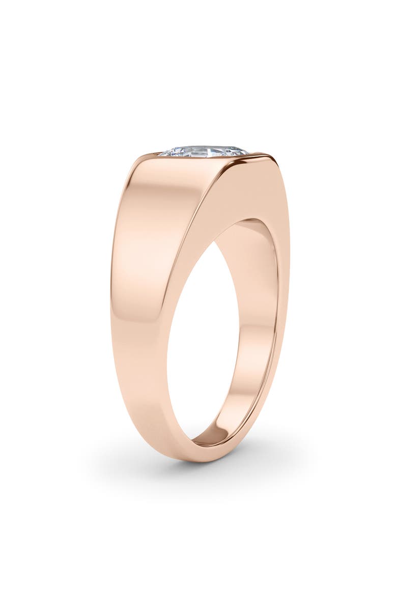 HauteCarat Men's Asscher Cut Lab Created Diamond Signet Ring, Alternate, color, 2.00 Ctw 18K Rose Gold