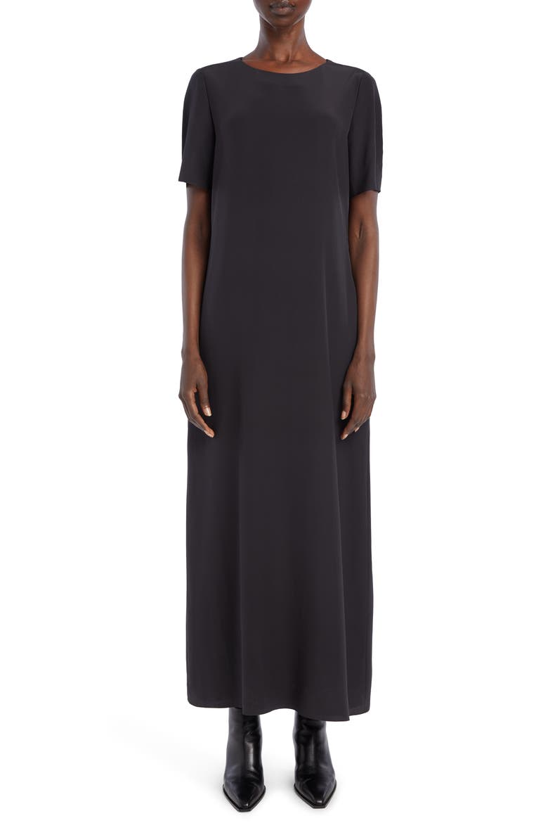 Rue Asymmetric Back Silk Shift Dress, Main, color, CONCRETE