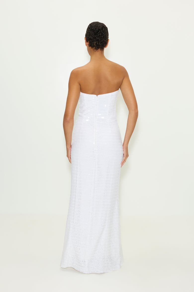 Sculpty Strapless Piano Sequin Dress, Alternate, color, Macadamia
