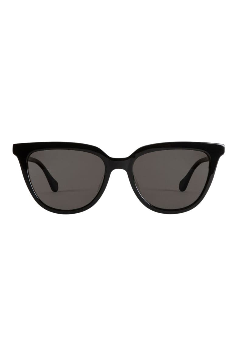 Lanikai 53mm Low Nose Bridge Wide Width Polarized Cat Eye Sunglasses, Main, color, BLACK LAVA / GRAY LENSES