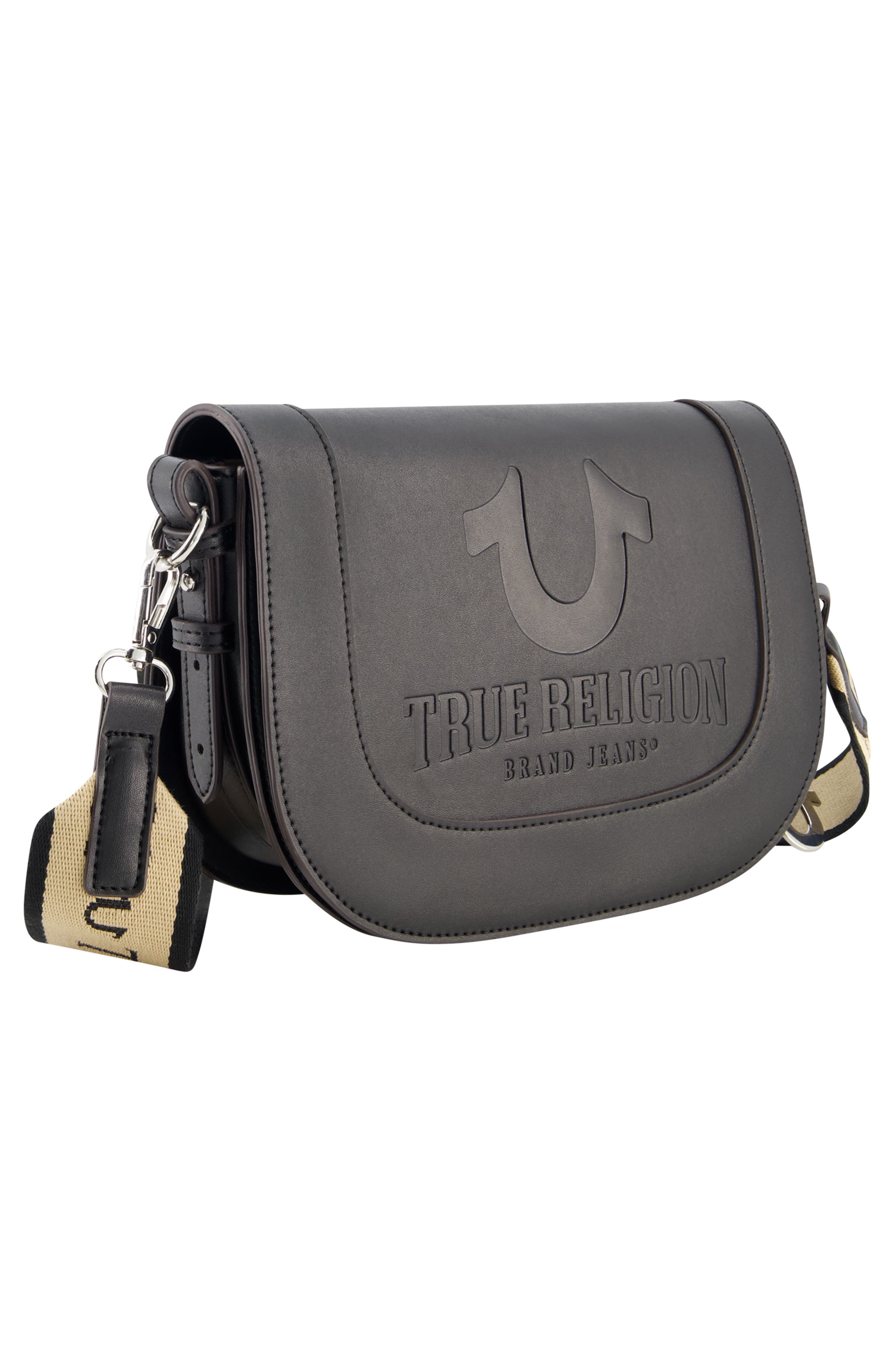Debossed Logo Flap Shoulder Bag, Alternate, color, BLACK