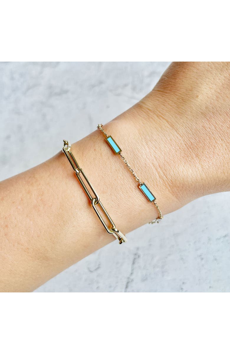 The Lovery Fine Jewelry Turquoise Bar Chain Bracelet, Alternate, color, Turquoise
