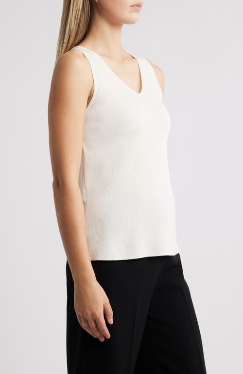 Anne Klein Double V-neck Sweater Tank In White Dove