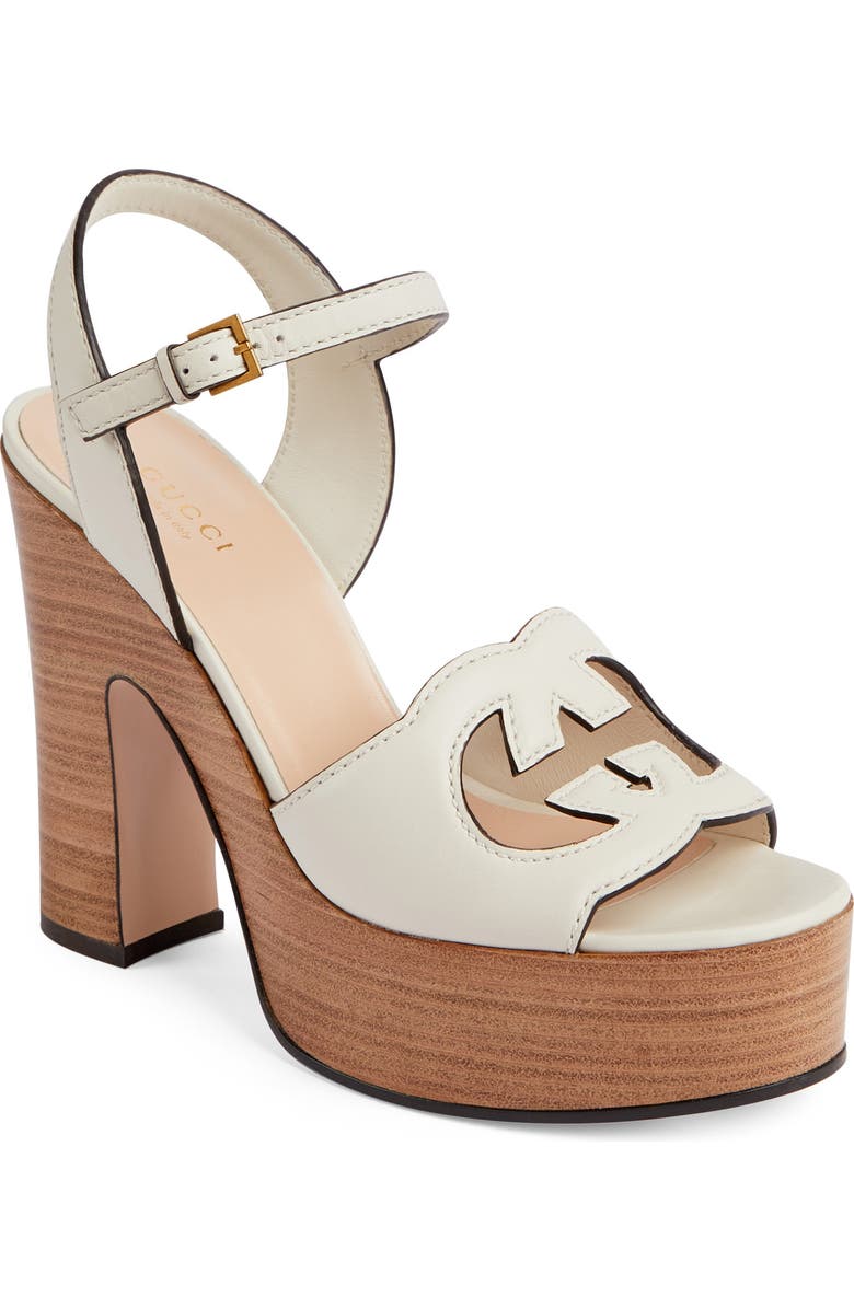 Gucci Interlocking G Cutout Platform Sandal, Main, color, Mystic White