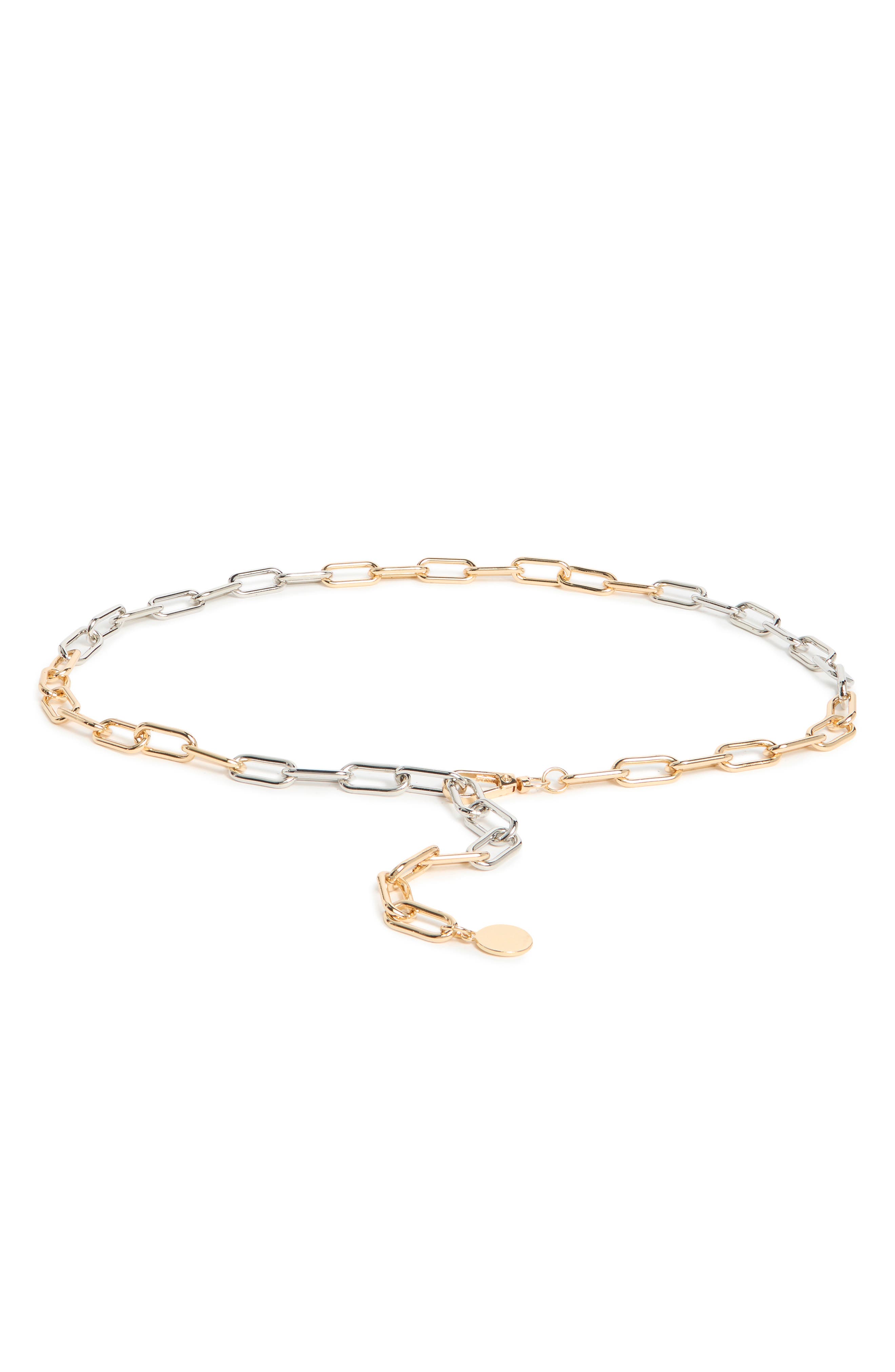 NORDSTROM RACK Oval Link Two Tone Chain Belt