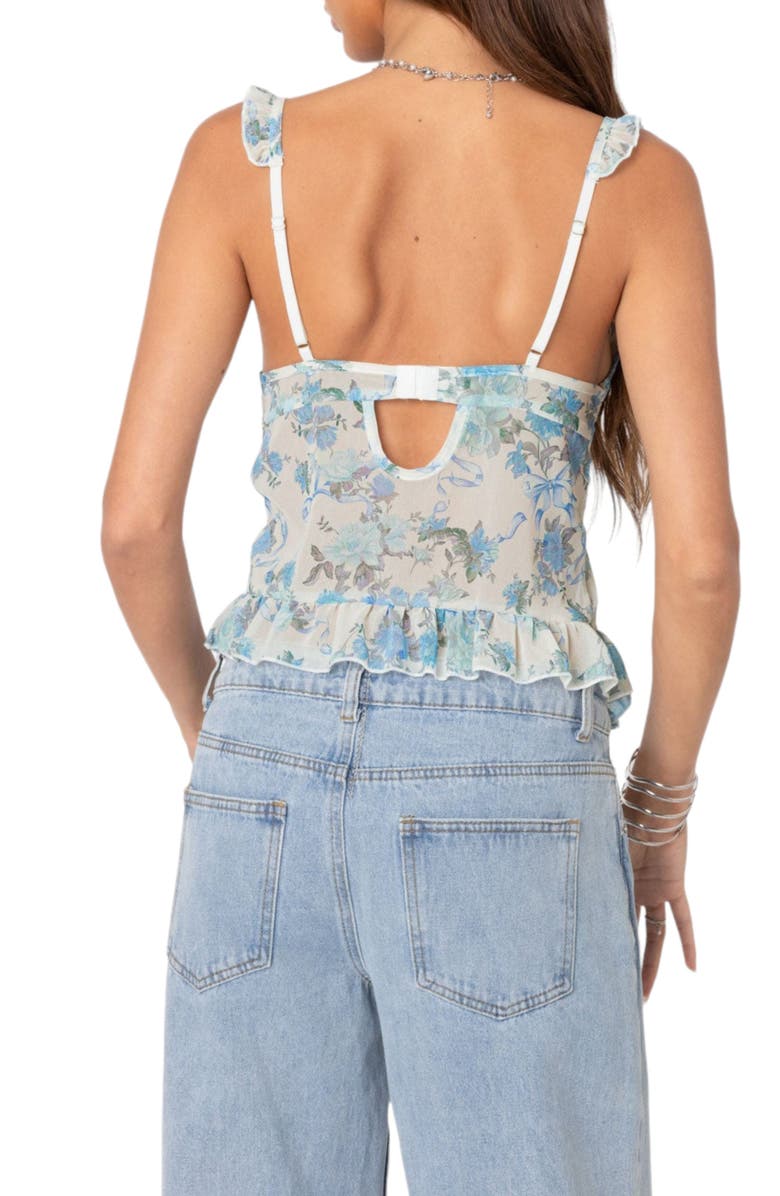 EDIKTED Floral Cascade Ruffle Camisole, Alternate, color, Mix