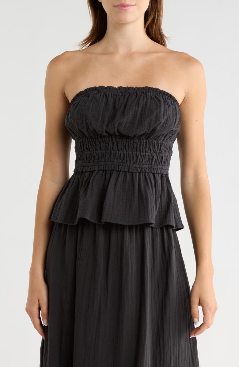 Abound Strapless Ruffle Gauze Top, Main, color, Black
