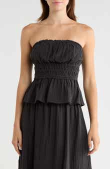 Abound Strapless Ruffle Gauze Top