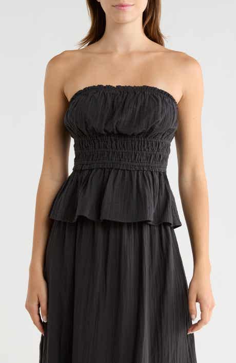Abound Strapless Ruffle Gauze Top