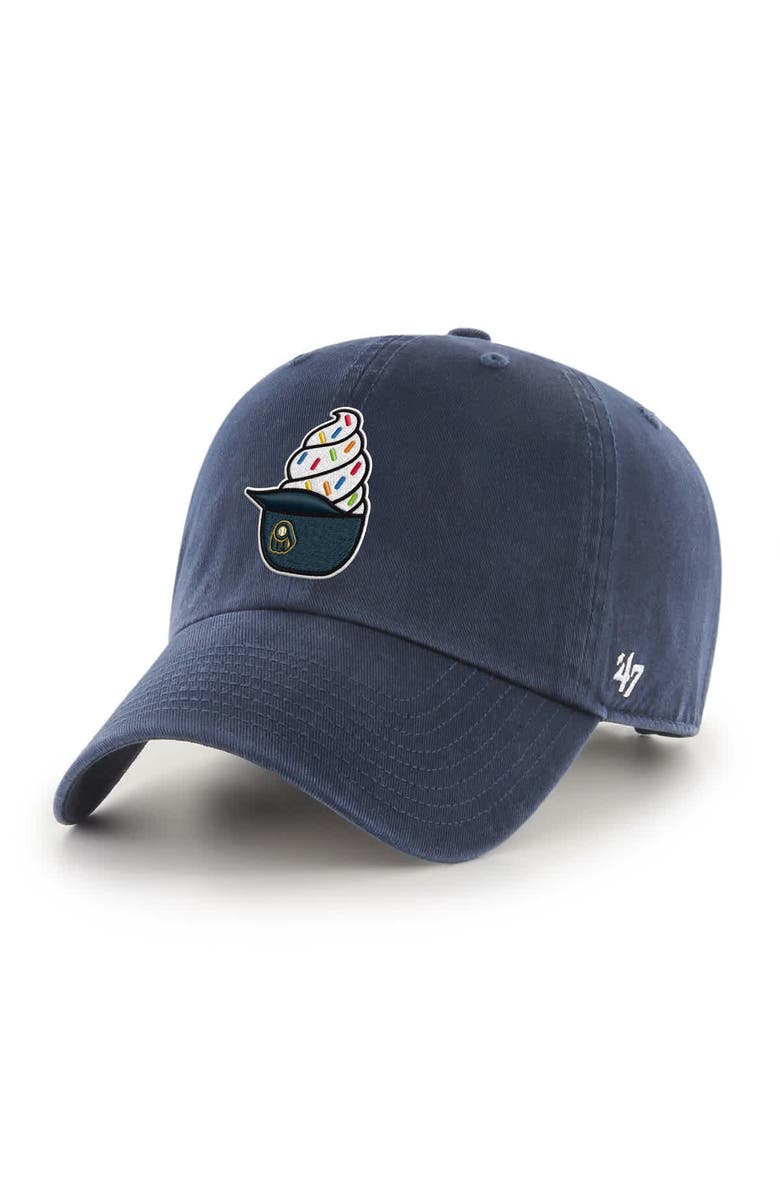 '47 Men's '47 Navy Milwaukee Brewers Ice Cream Helmet Clean Up Adjustable Hat, Main, color, Navy
