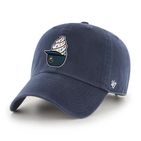 Men's '47  Navy Milwaukee Brewers Ice Cream Helmet Clean Up Adjustable Hat