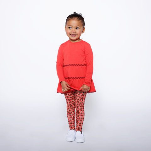 Girls Ruffle Hem Tiered Tunic and Legging Set