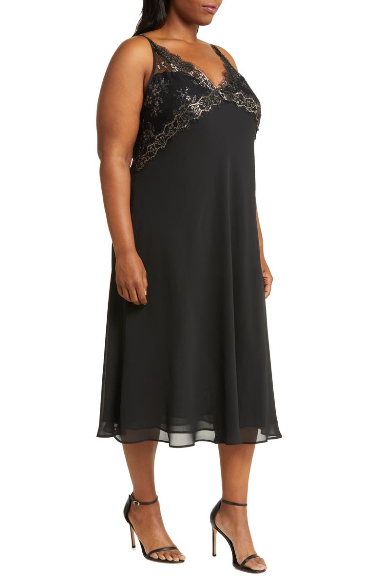 Marina Rinaldi Double Layered Georgette Bodice Midi Dress, Alternate, color, 