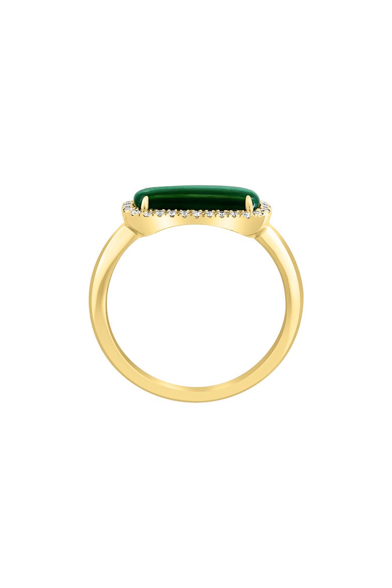 14K Yellow Gold, Diamond & Malachite Ring, Alternate, color, GREEN
