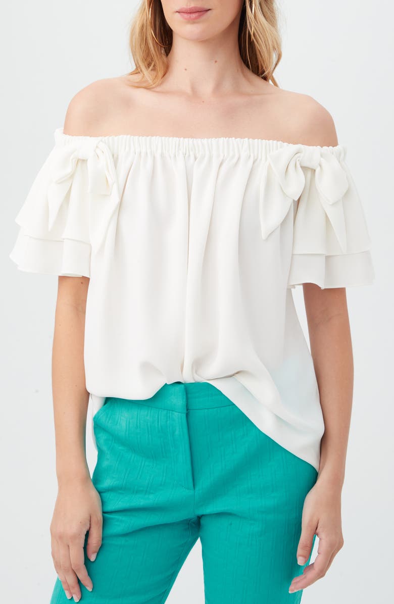 Trina Turk Silia Off the Shoulder Top, Main, color, Whitewash