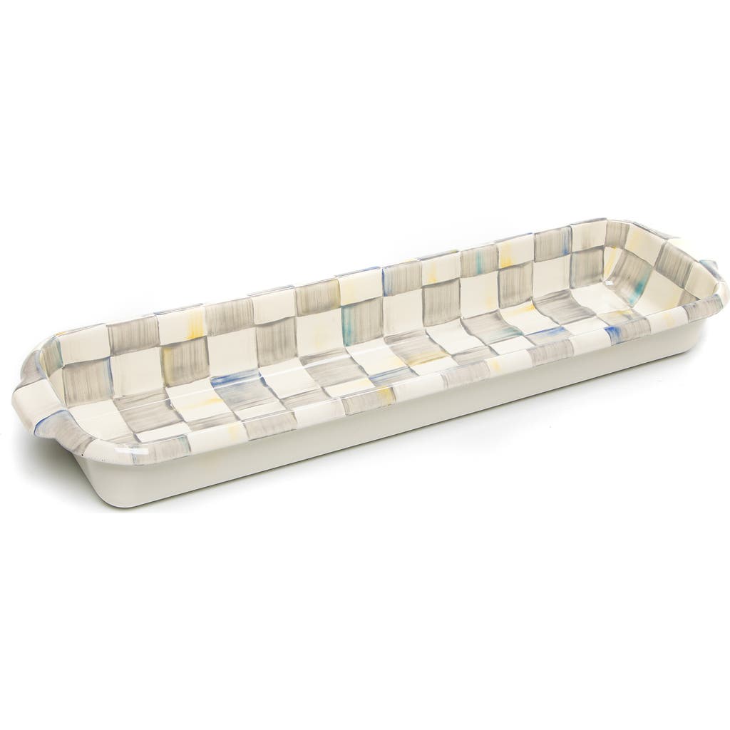 Mackenzie-childs Mackenzie Childs Sterling Check Enameled Steel Baguette Dish