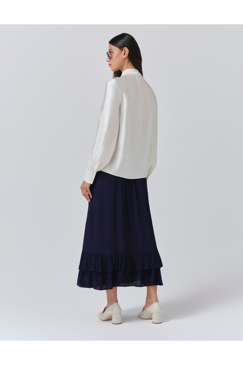 Anna Satin Tie Neck Blouse, Alternate, color, Ivory