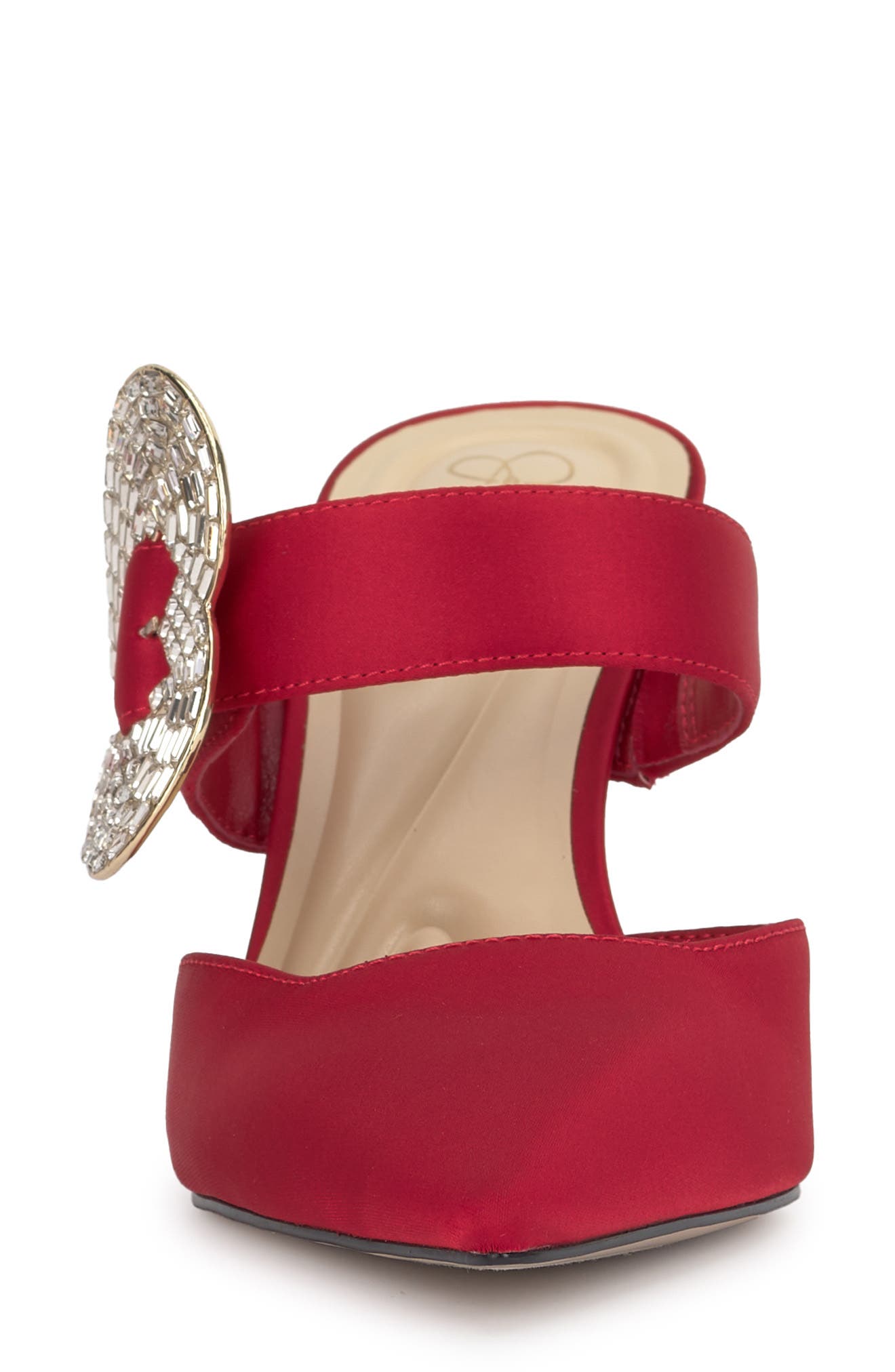 Favica Embellished Satin Slide Mule, Alternate, color, RED MUSE
