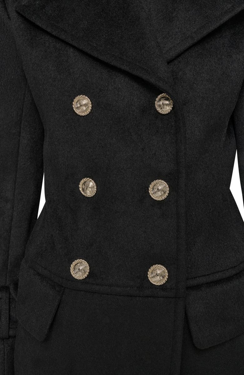 KARL LAGERFELD PARIS Low Waist Double Breasted Wool Blend Peacoat, Alternate, color,