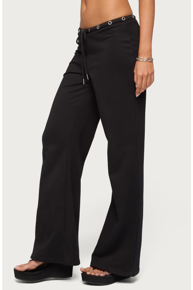 Grommet Drawstring Low Rise Straight Leg Pants, Alternate, color, BLACK