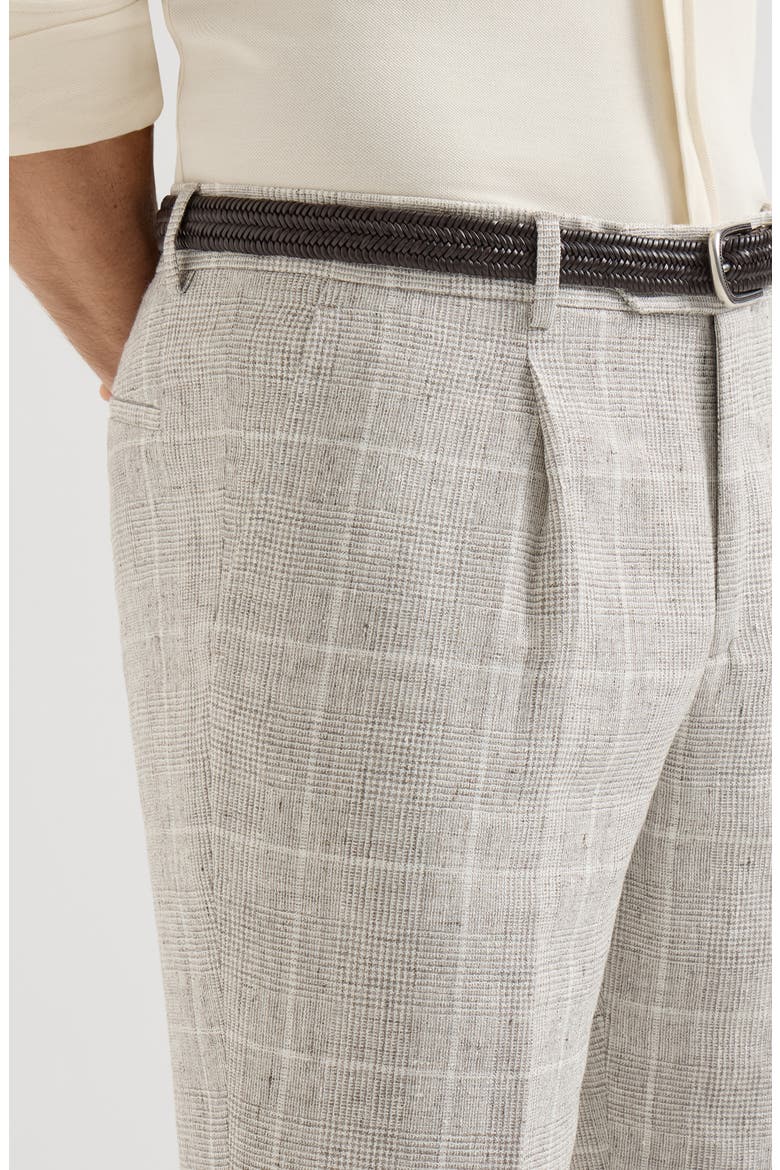 Linen Prince of Wales trousers with pleat, Alternate, color, Panama