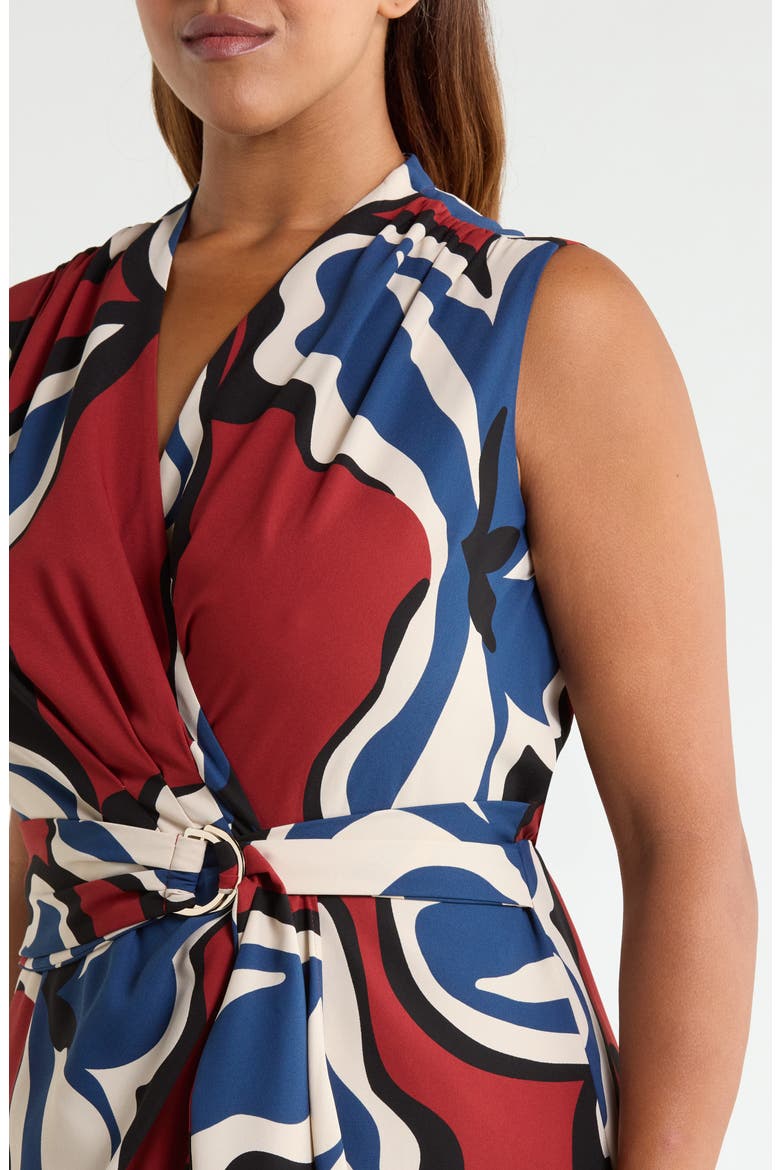 Print Surplice Midi Dress, Alternate, color, RUST MULTI