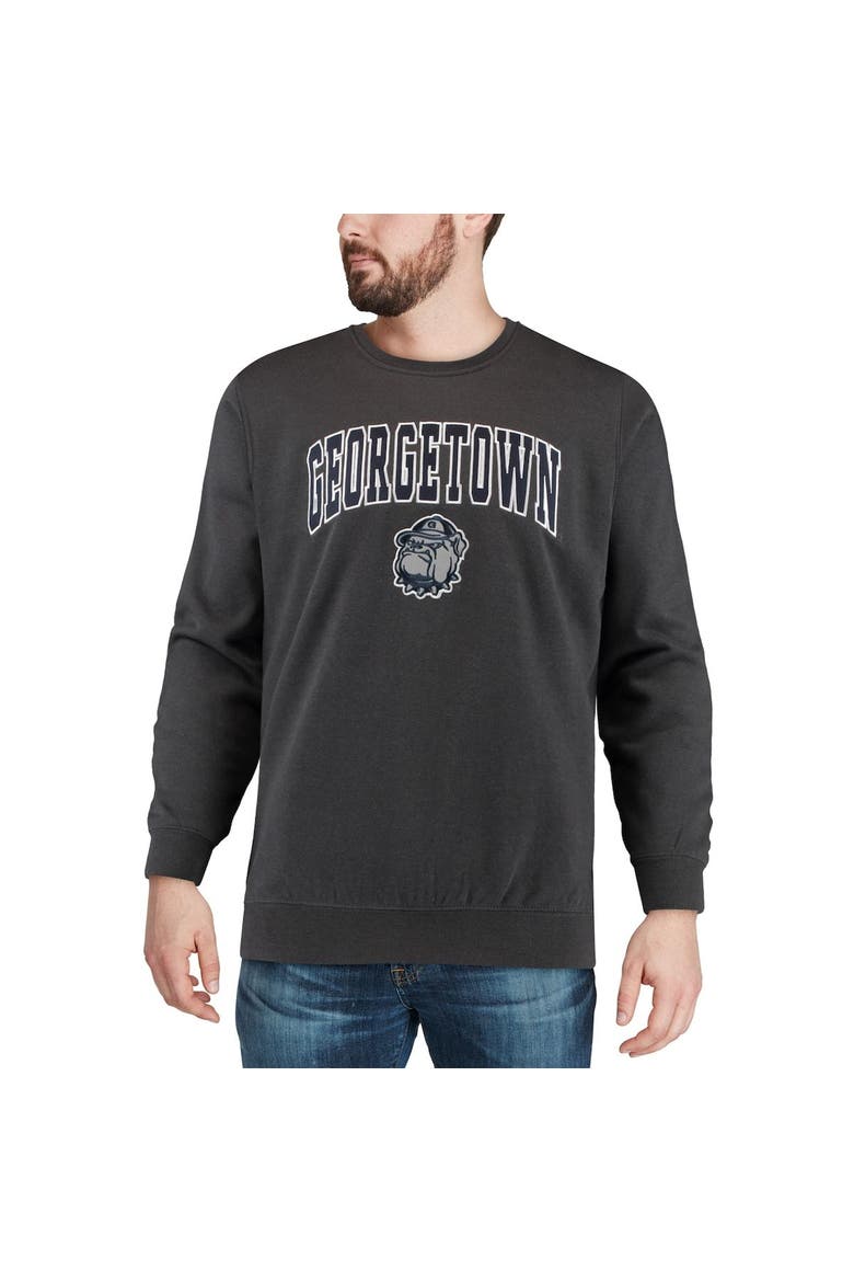 Men's Colosseum Charcoal Georgetown Hoyas Arch & Logo Crew Neck Sweatshirt, Alternate, color, Charcoal
