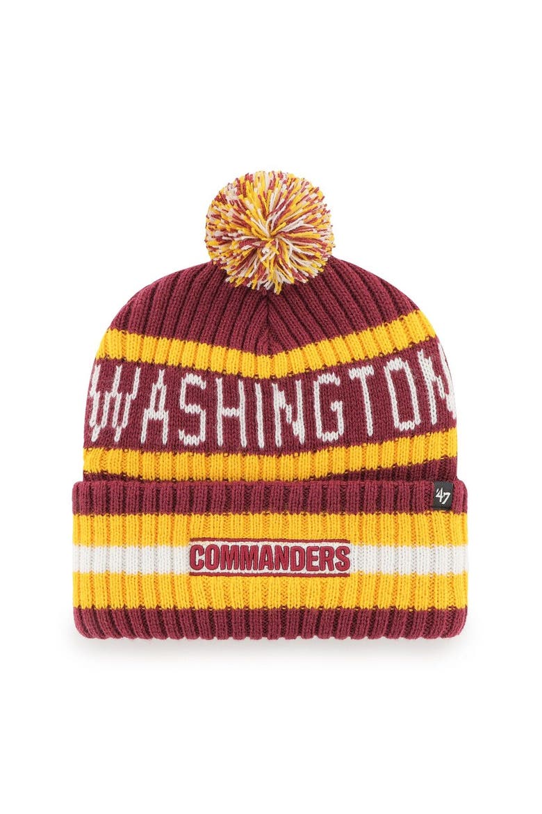 Men's '47  Burgundy Washington Commanders Bering Cuffed Knit Hat with Pom, Main, color, Burgundy