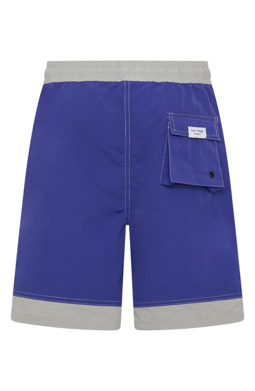 Tiny Tribe Kids' Segment Hybrid Shorts In Navy/grey