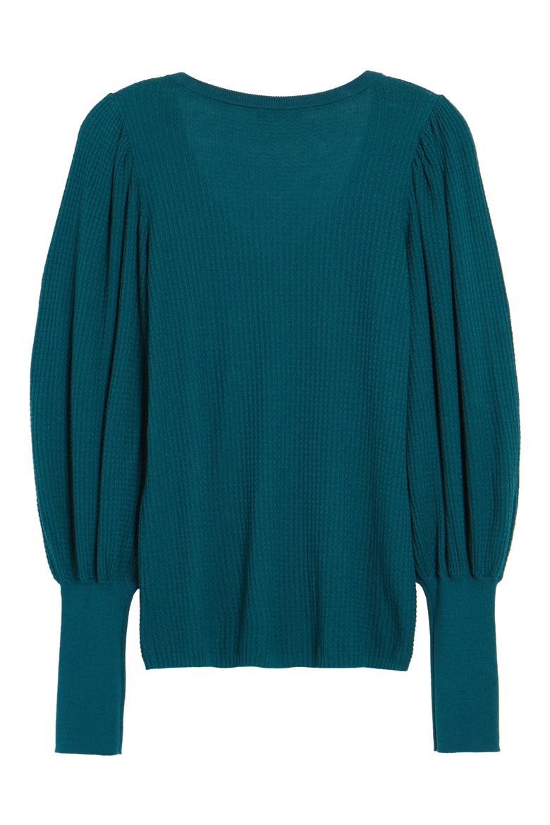 Blouson Sleeve Textured Sweater, Alternate, color, VINTAGE SPRUCE