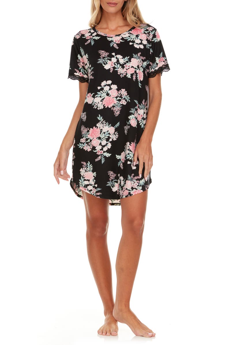 Flora By Flora Nikrooz Kathleen Floral Short Sleeve Nightshirt, Alternate, color,