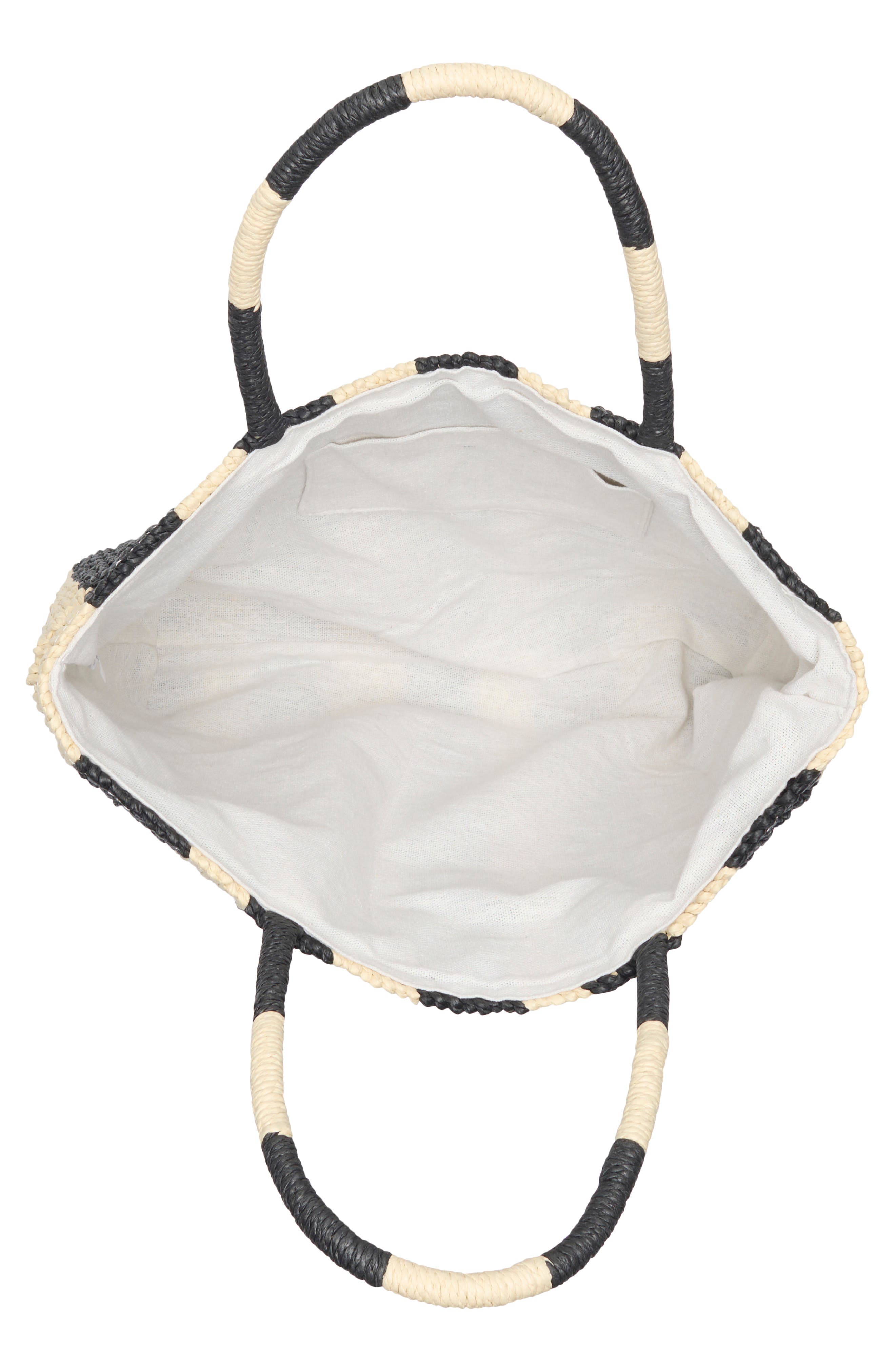 ALESSIA BIANCHI East/West Straw Tote Bag, Alternate, color, Natural/ Black