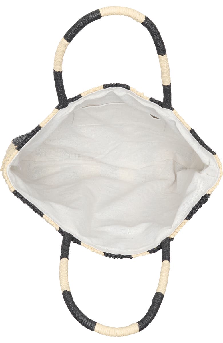 ALESSIA BIANCHI East/West Straw Tote Bag, Alternate, color, Natural/ Black