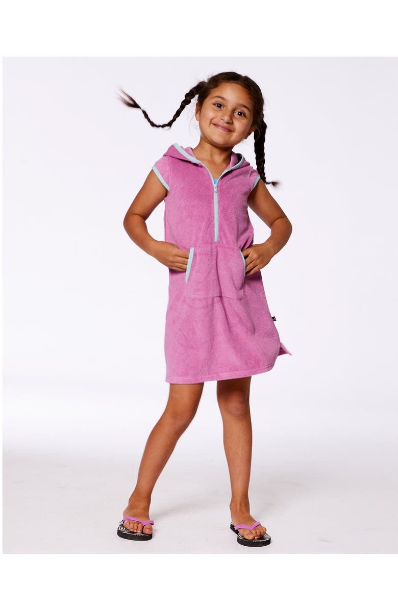 Deux par Deux Little Girl's Hooded Terry Beach Dress Candy Pink, Alternate, color, Candy Pink
