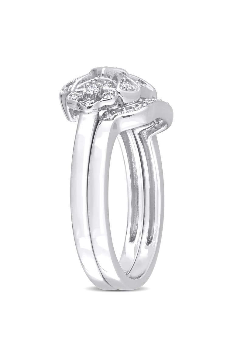 Diamond Vintage Bridal Ring Set, Alternate, color, Sterling Silver