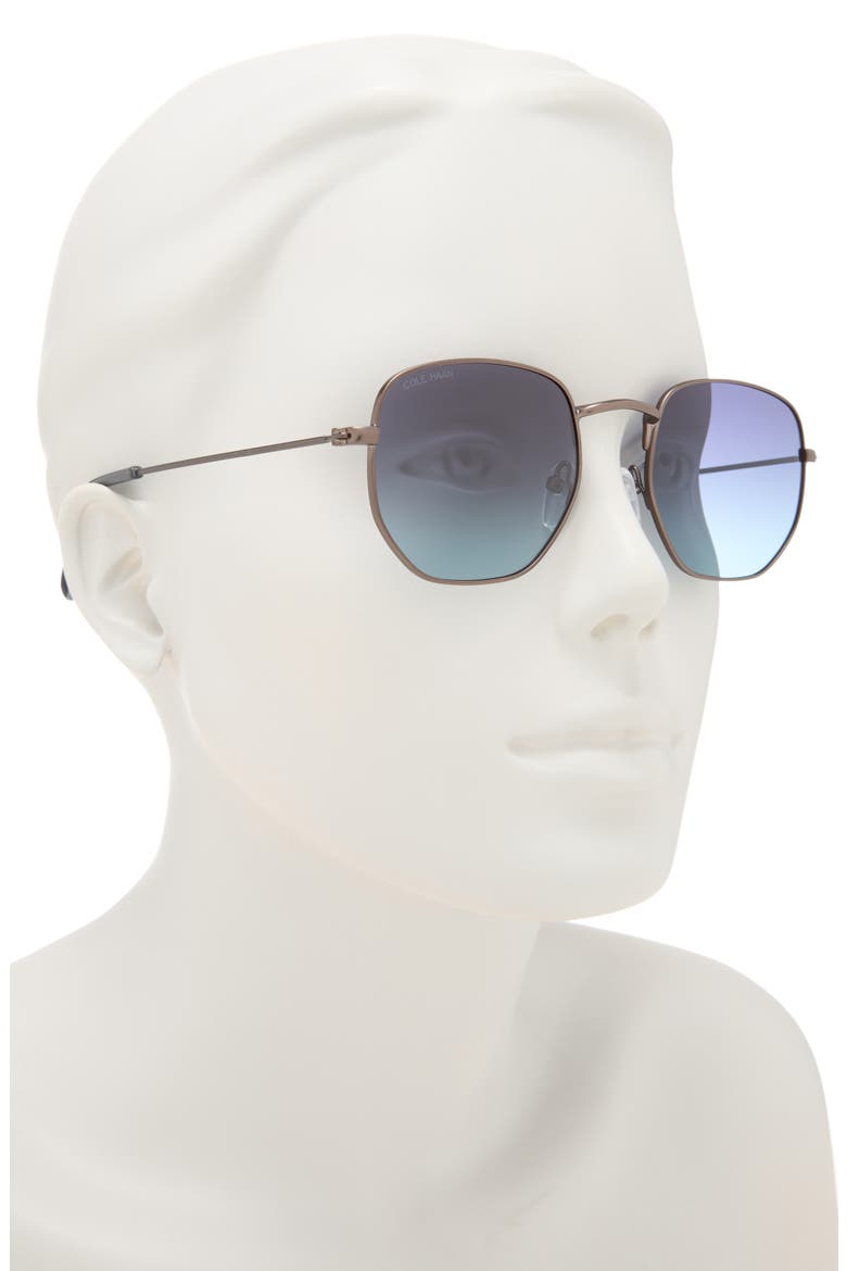 51mm Polarized Angular Round Sunglasses, Alternate, color, GUNMETAL