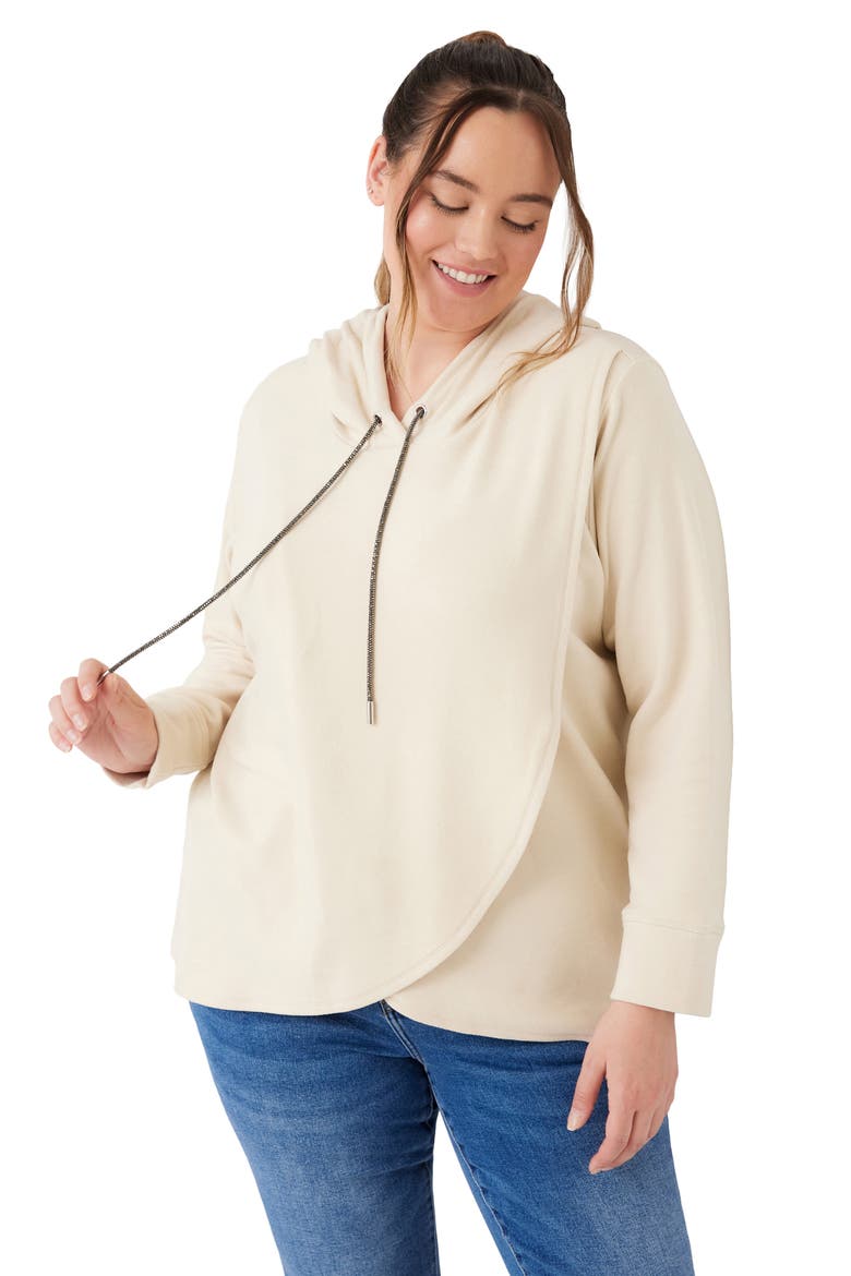 Rhinestone Crossover Hoodie, Alternate, color, ECRU