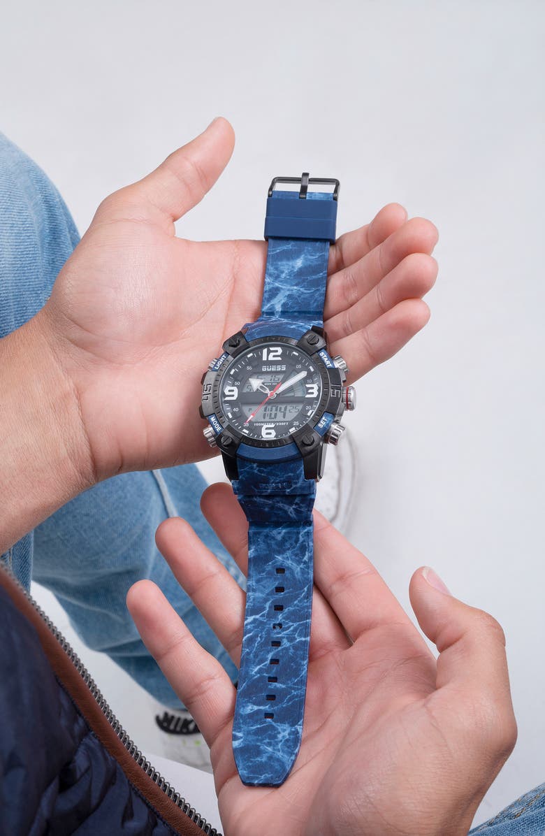 GUESS Digital Silicone Strap Watch, 50mm, Alternate, color, 