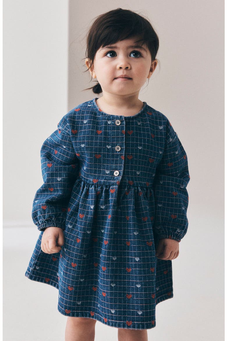 Kids' Heart Denim Dress, Alternate, color, BLUE