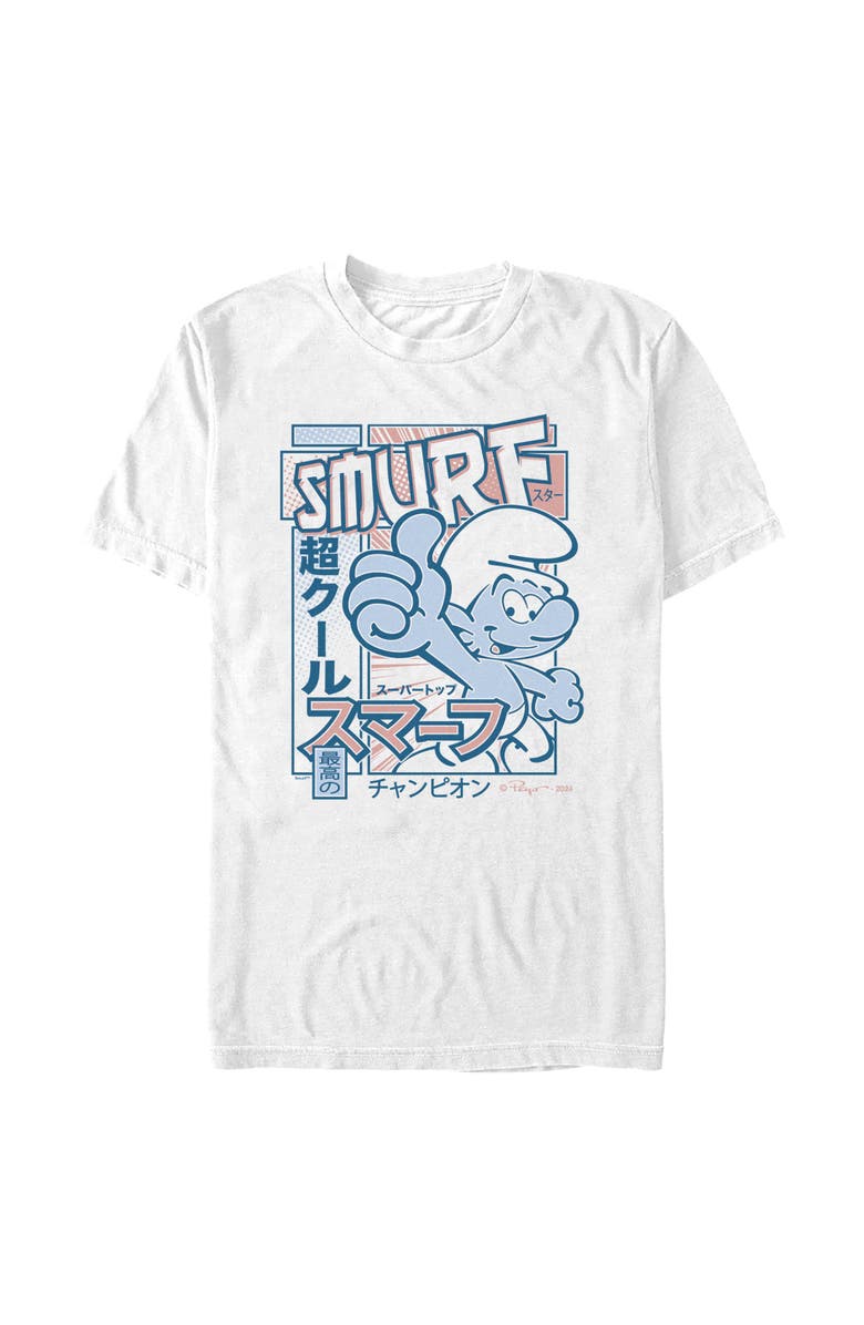 The Smurfs Men's The Smurfs Thumbs Up Poster  Graphic T-Shirt, Alternate, color, White