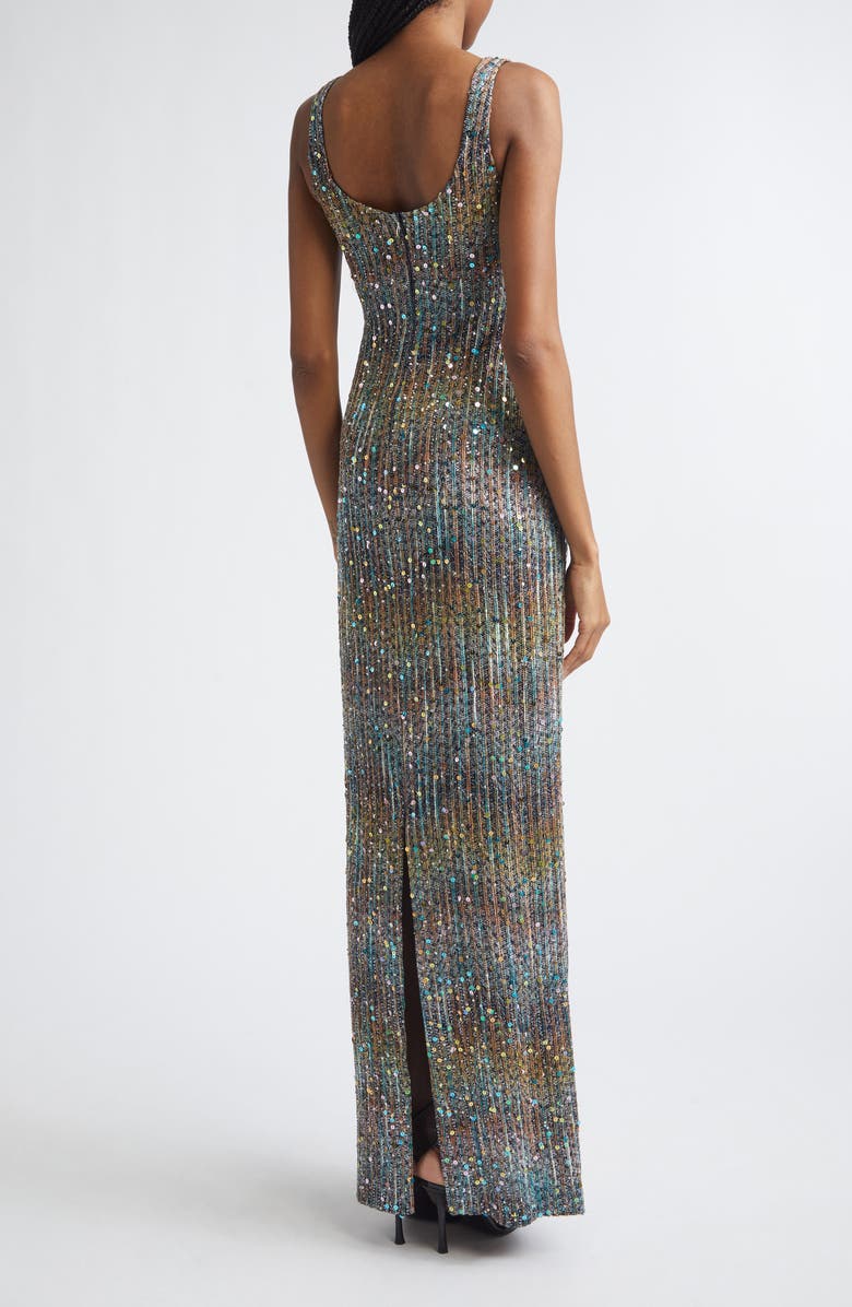 Missoni Metallic Zigzag Sequin Knit Column Gown, Alternate, color, Brown/Blue