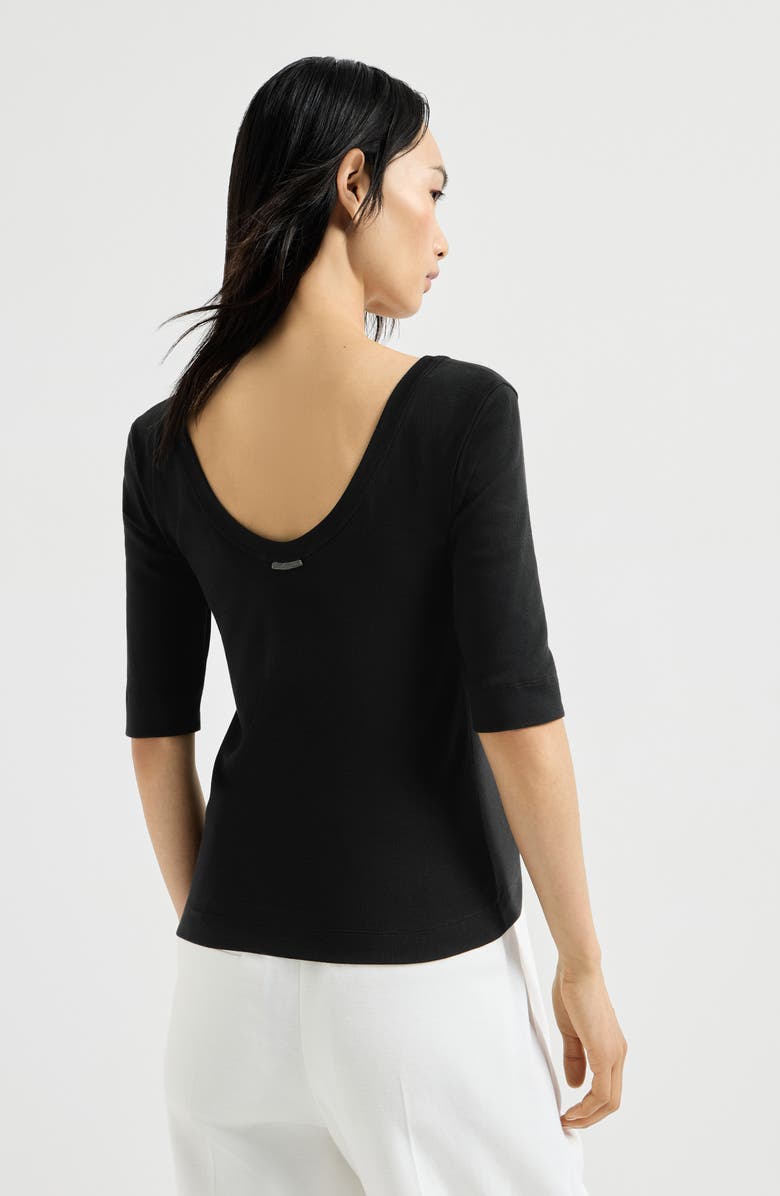 Brunello Cucinelli T-shirt with monili, Alternate, color, Black