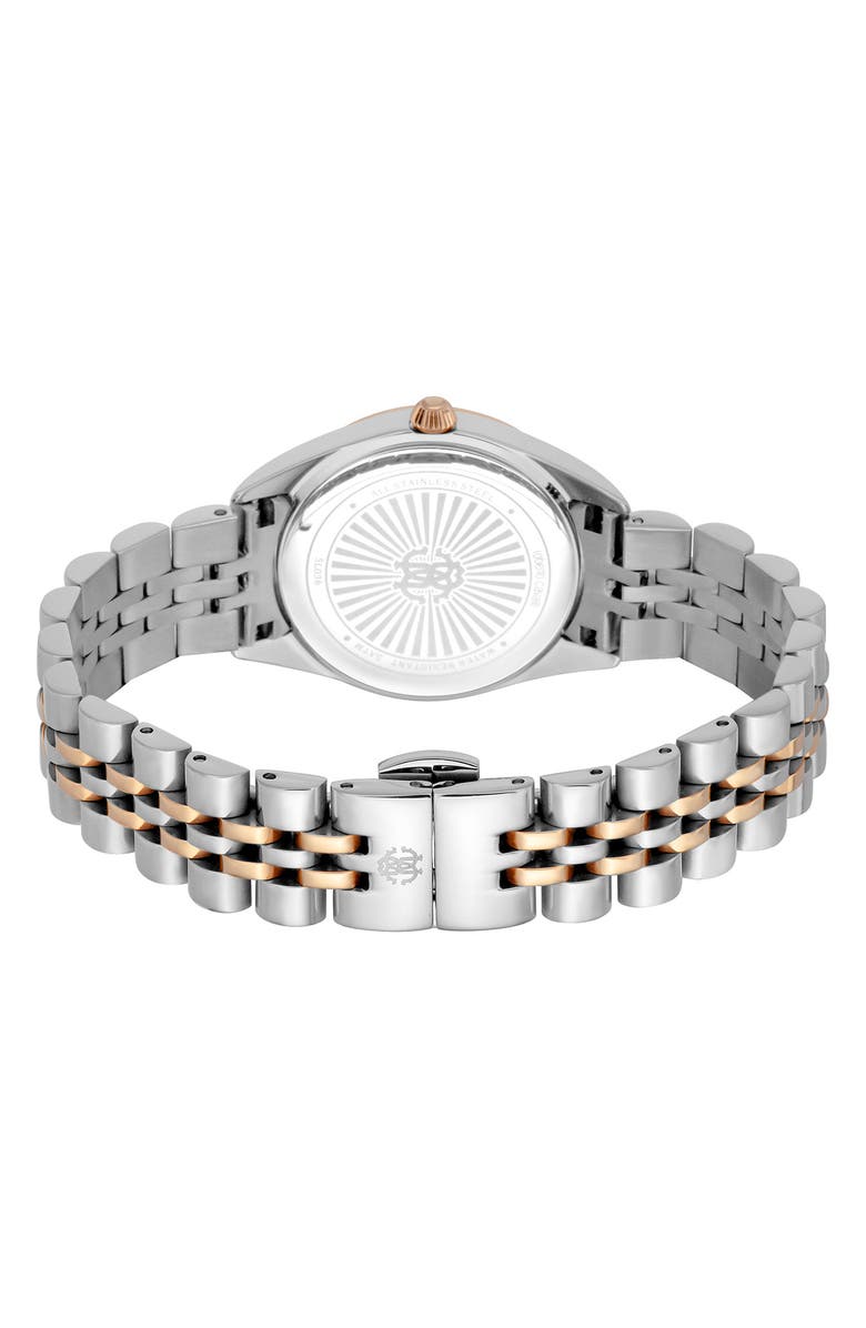 Roberto Cavalli Crystal Bracelet Watch, 31mm, Alternate, color, Two Tone Silver & Rose Gold
