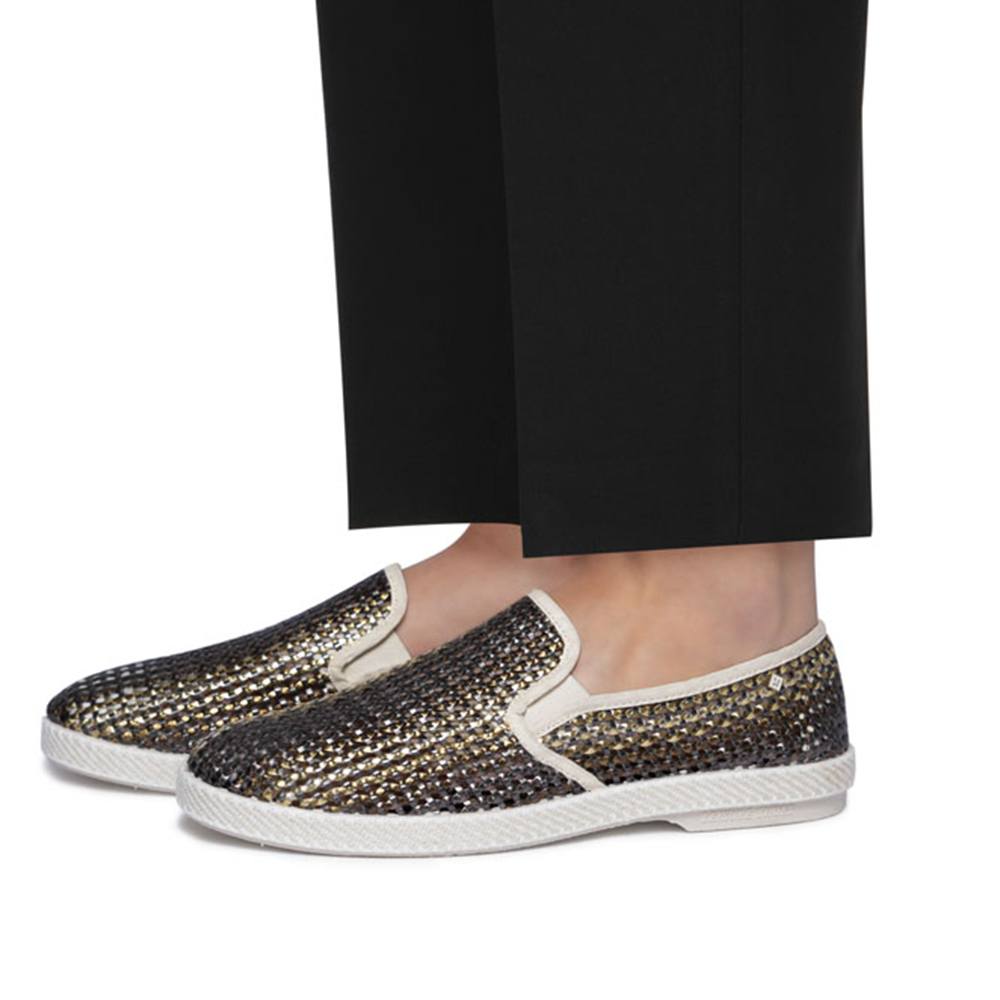 Rivieras Lord Woven Leatherette Slip-On Loafer, Alternate, color, Multi Gold Bronze Silver