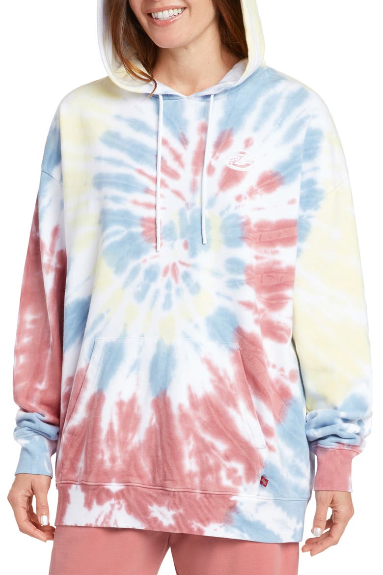 Tie Dye Oversize Hoodie, Main, color, APRICOT